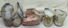 VTG Baby Shoes Lot of 3 pairs of White Leather Baby Shoes Dates unknown