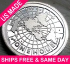 .999 Silver ONE HOUR COIN -Gleason Earth Map- 1 TENTH OUNCE 1/10th oz. RIVERPASS