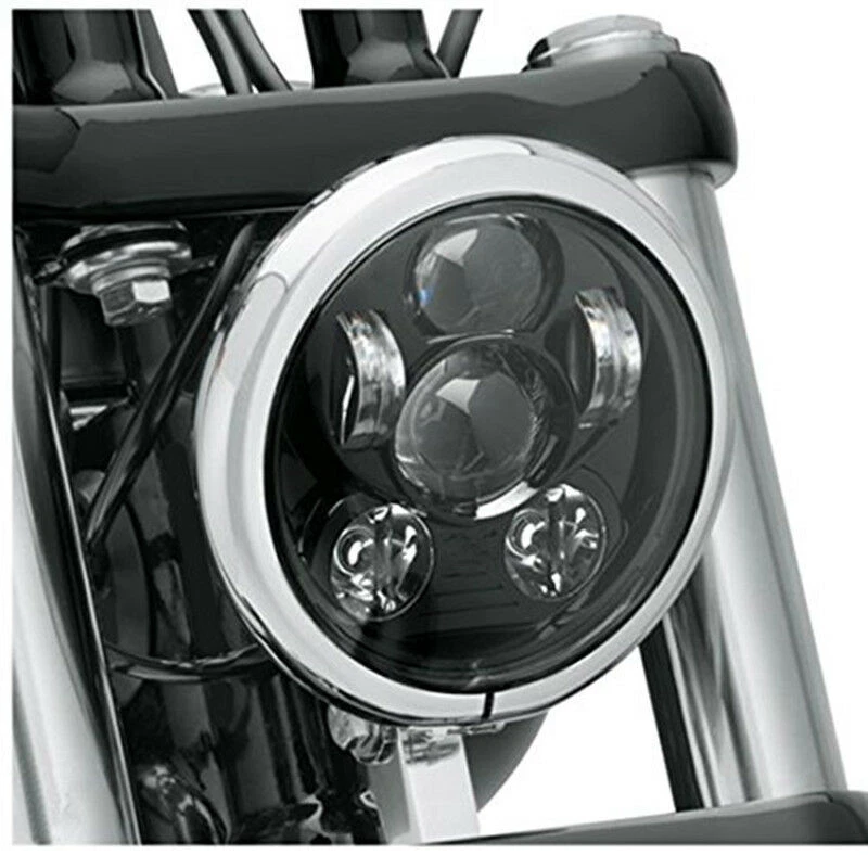 黑色 5-3/4 英寸 5.75 LED 车头灯高低适用于 Harley Sportster XL 883 1200 Dyna — 第 3/4 张图片