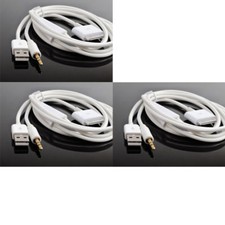 3X 2IN1 USB 3.5MM AUX SYNC CHARGER WHITE CABLE IPHONE 4S 4 IPOD TOUCH NANO IPAD