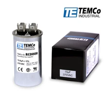 TEMCo 15 uf/MFD 370 VAC volts Round Run Capacitor 50/60 Hz -Lot-1