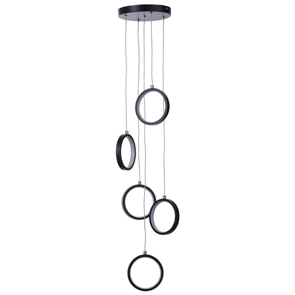 Litecraft Rings Cluster Ceiling Pendant Integrated LED 5 Light - Black Clearance