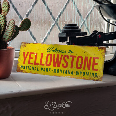 Welcome to Yellowstone Blechschild. Man Cave Pub Vintage Look USA Americana