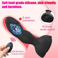 Men Telescopic Silicon Anal Butt Plug Thrusting Vibrator Prostate Massager Dildo