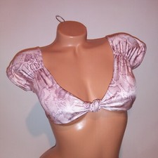 Victoria Secret Swim Bikini Top XS Pink Snakeskin Crop Shimmer Animal Print New