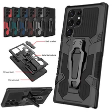 For Samsung S25 Ultra S24 S23 S22 S21 Shockproof Armor Case with Belt Clip Stand