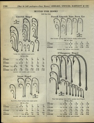 1933 fish hooks 1933 PAPER AD Montague Salt Water Fishing Reel Flash Mustad Fish Hooks
