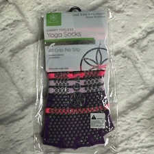 Gaiam One Pair Purple Toeless Yoga Socks Size Small / Medium No Slip NEW