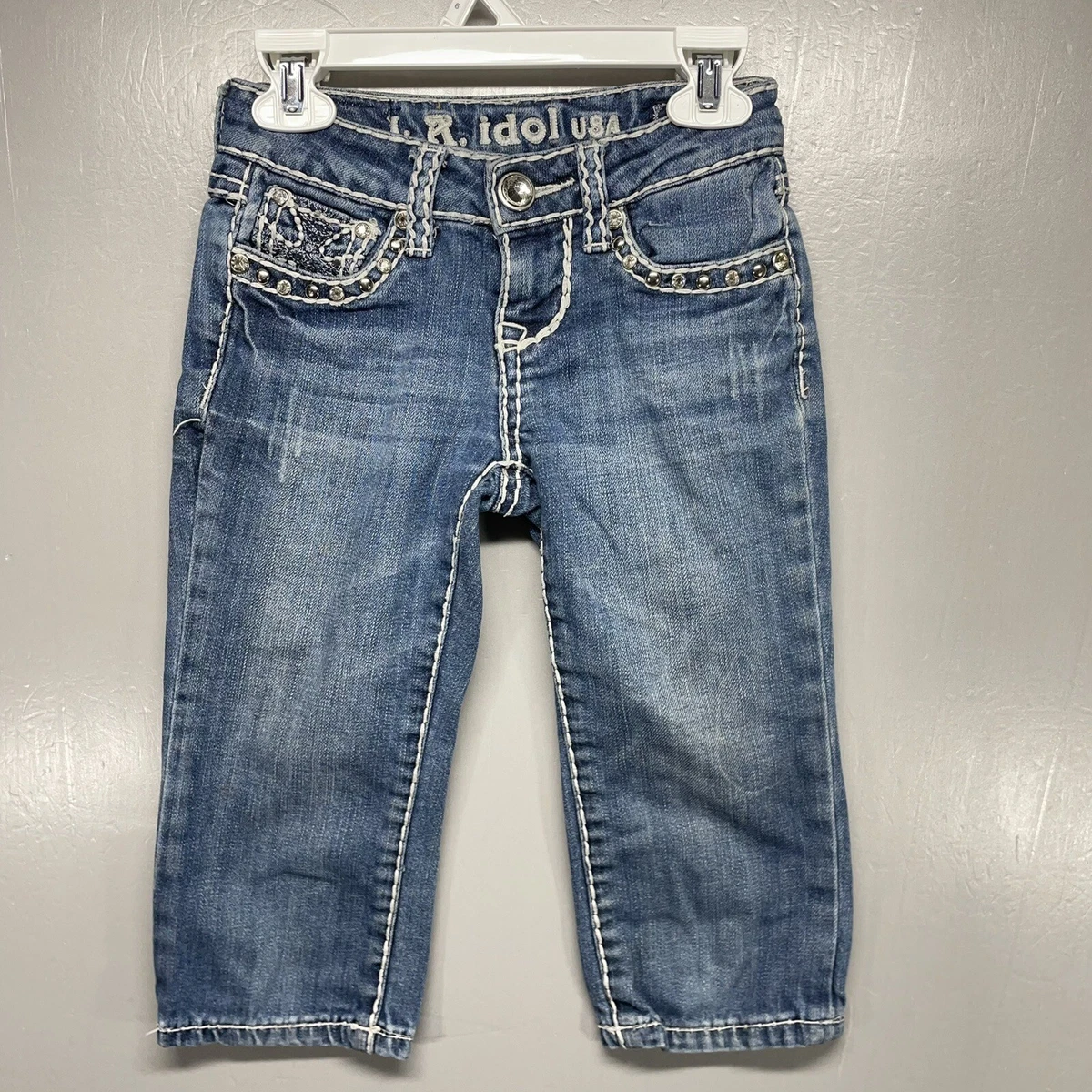 Jeans Capri LA IDOL USA – Taille 14 – Bleu, Embellishments, Neuf Avec étiquettes