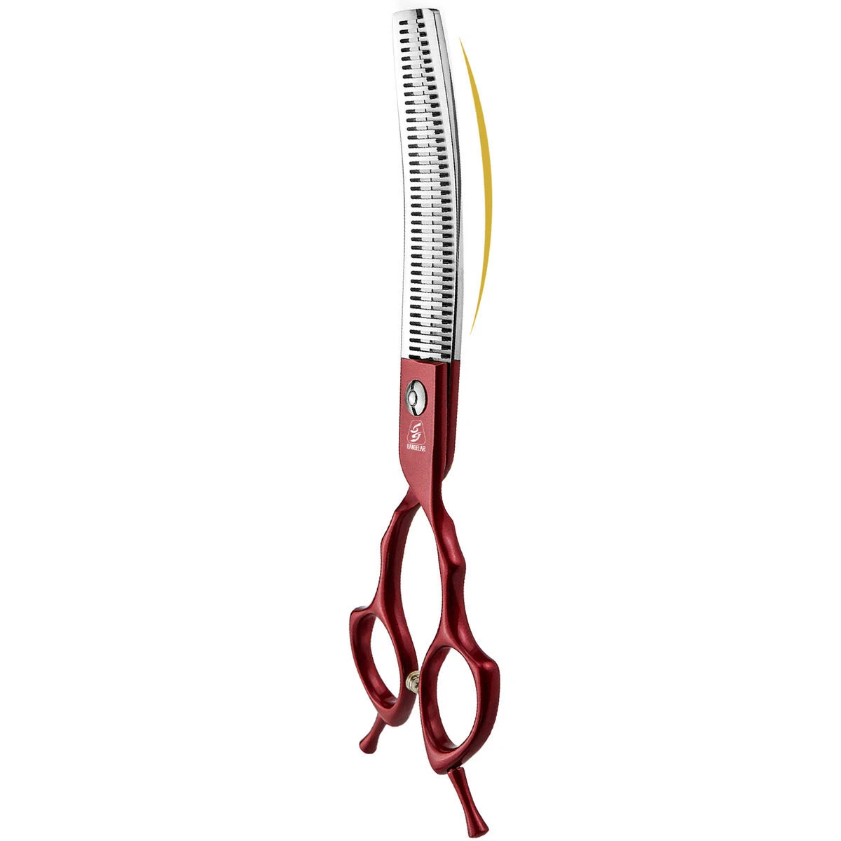 Sangelar 6.5 inch Red Pet Grooming Curved Scissors,Remove Hair 20%-35%,45%-60%