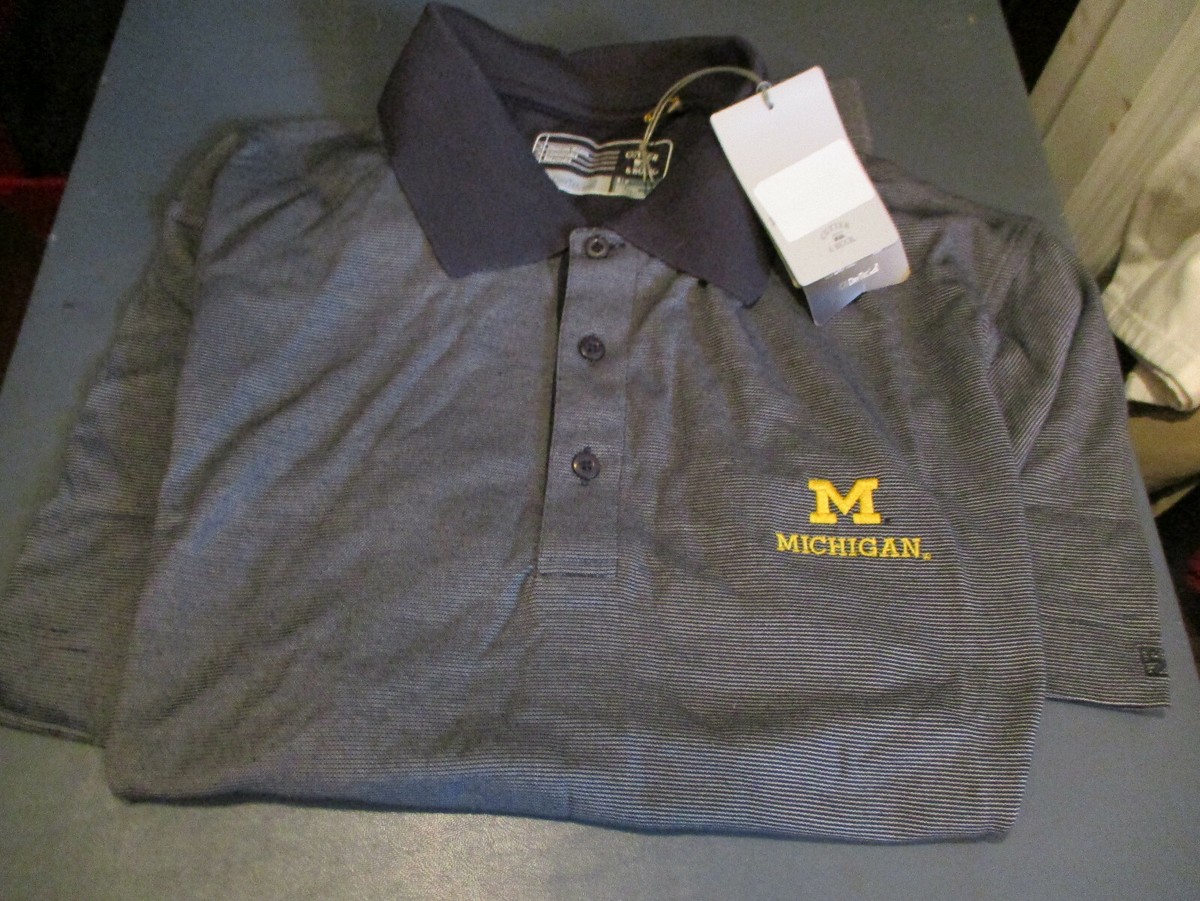 NWT CUTTER BUCK MICHIGAN WOLVERINES S/S POLO SHIRT NAVY BLUE