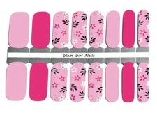 Pink Floral Nail Polish Strips / Nail Wraps / Nail Stickers