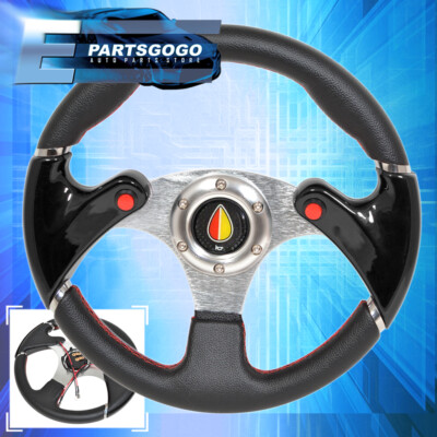 Universal 6 Bolt Hole 320mm Nos Button Black Steering Wheel Jdm Koreisha Button