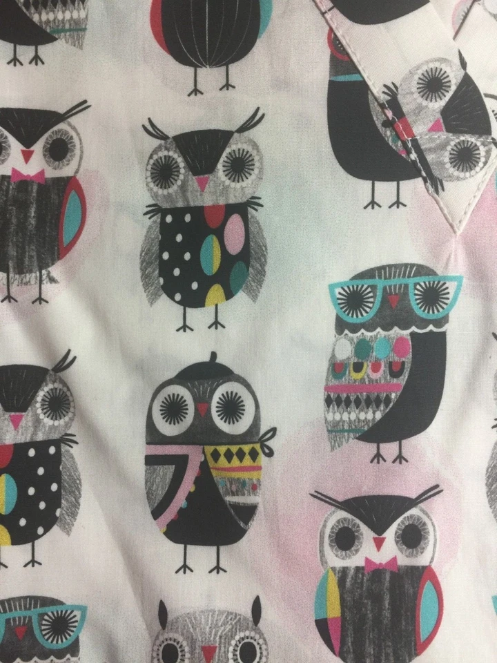 TAFFORD STRETCH SCRUB TOP KNOW IT ALL OWLS SIZE XS, S, M, NWT NURSE MEDICAL CNA - Image 2 of 4