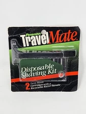 Vintage Personna TravelMate Razor, Disposable Kit With 2 Twin Blade Cartridges 