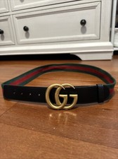 Gucci Web Belt With Double G Buckle Gold Buckle Size 100