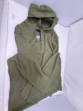 BLUE ICE MEN'S LOOSE FIT WAFFLE KNIT THERMAL HENLEY HOODIE - SIZE: MEN S - OLIVE