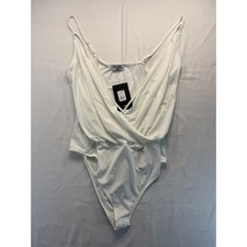 Fashion Nova Women White Speechless Surplice Tank Bodysuit Size 1X NWT T4390