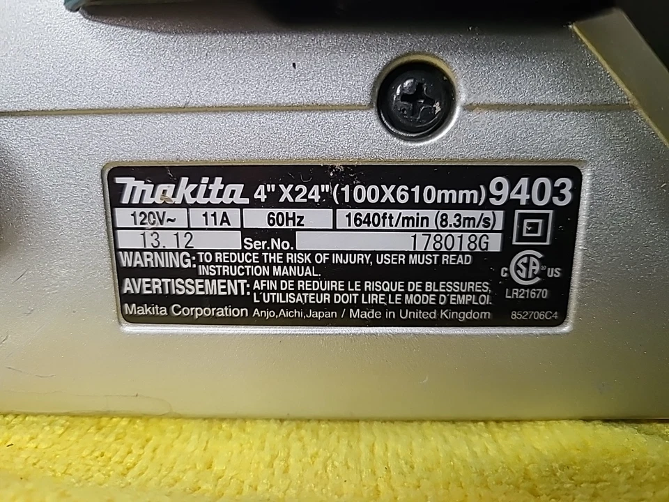 Makita 9403 Heavy-Duty Corded 4"x 24" Belt Sander 115V GUC - Image 3 of 4