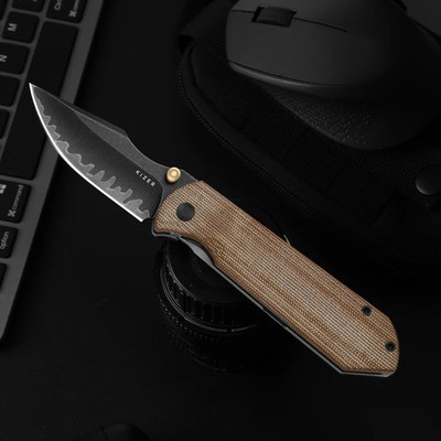 Kizer Cutlery Folding Knife 3.38'' Composite Steel Blade Micarta/Titanium Handle