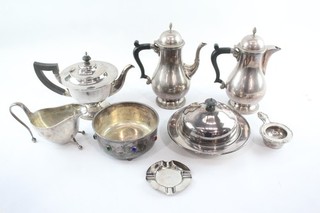 Vintage Silver Plate Tableware Inc Teapots Serving Bowl Tea Strainer 4032g