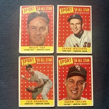 1958 Topps All Star 479 Nellie Fox, 481, 483 Aparicio, 491