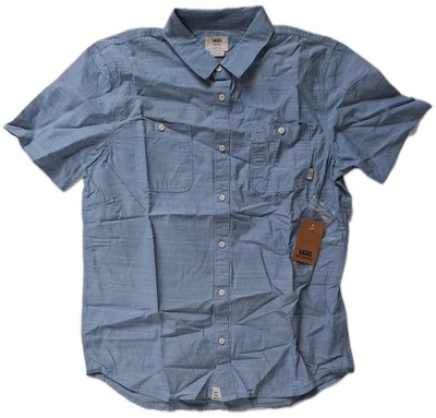 VANS Cotton Light Blue Fashion Two Pocket Button Up Short Sleeve Shirt Size M