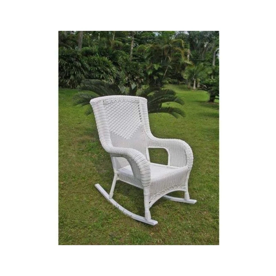 International Caravan San Tropez Resin Wicker Rocker Antique Moss - Image 2 of 2
