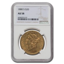 1880-S $20 Liberty Gold Double Eagle AU-58 NGC