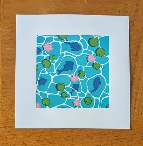 Waterscape - Original Art Acrylic Painting on Paper - "Beneath the Water Lilies"