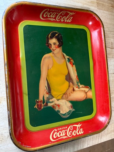 1929 Coca Cola Serving Tray "Girl In Yellow Bathing Suit” American Art Works