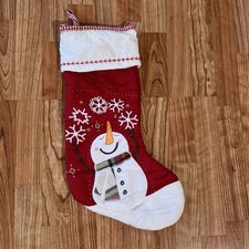 Pottery Barn Kids Red White Embroidered Appliqu  Snowman Snowflake Stocking