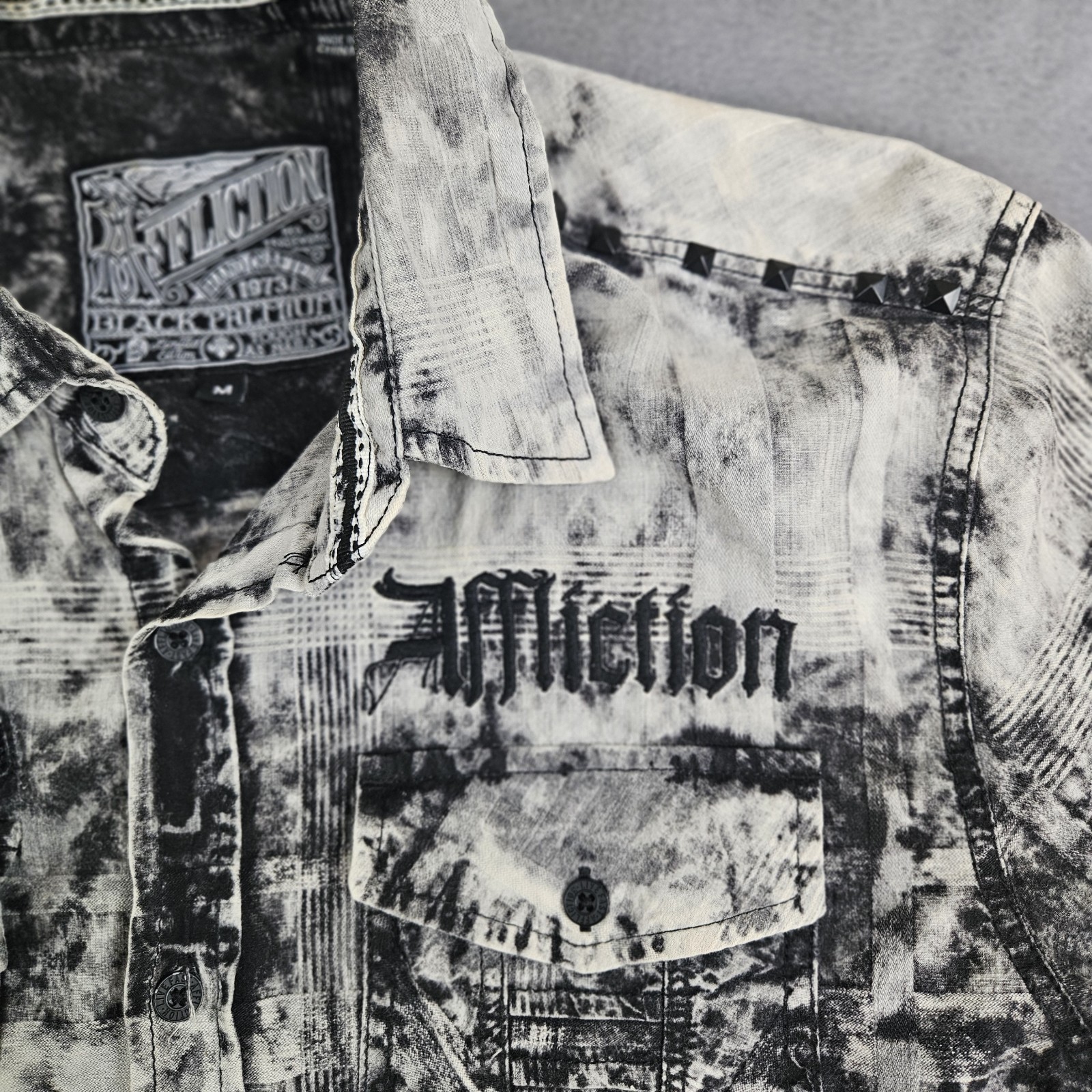 Affliction Button Down Black Premium Long Sleeve … - image 4