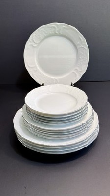 VTG Rosenthal Germany Sanssouci White Embossed 15Pc Dinner Set 5place Setting EC