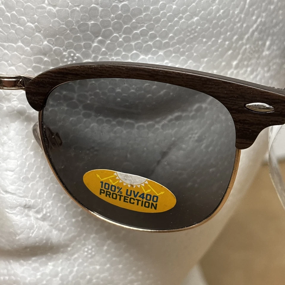 Pugs Sunglasses New Polycarbonate 100% UV400 Protection Wood Grain Gold Accent - Image 3 of 4