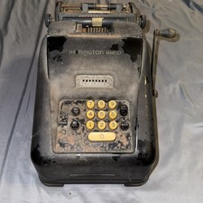 Vintage Remington Rand Manual Hand Crank Adding Machine Black Office Decor