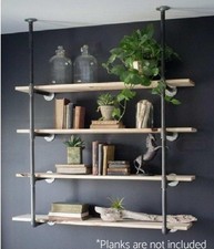 4-Layer Industrial Floating Shelf, Water Pipe Shelf, DIY Rustic Ceiling Hung
