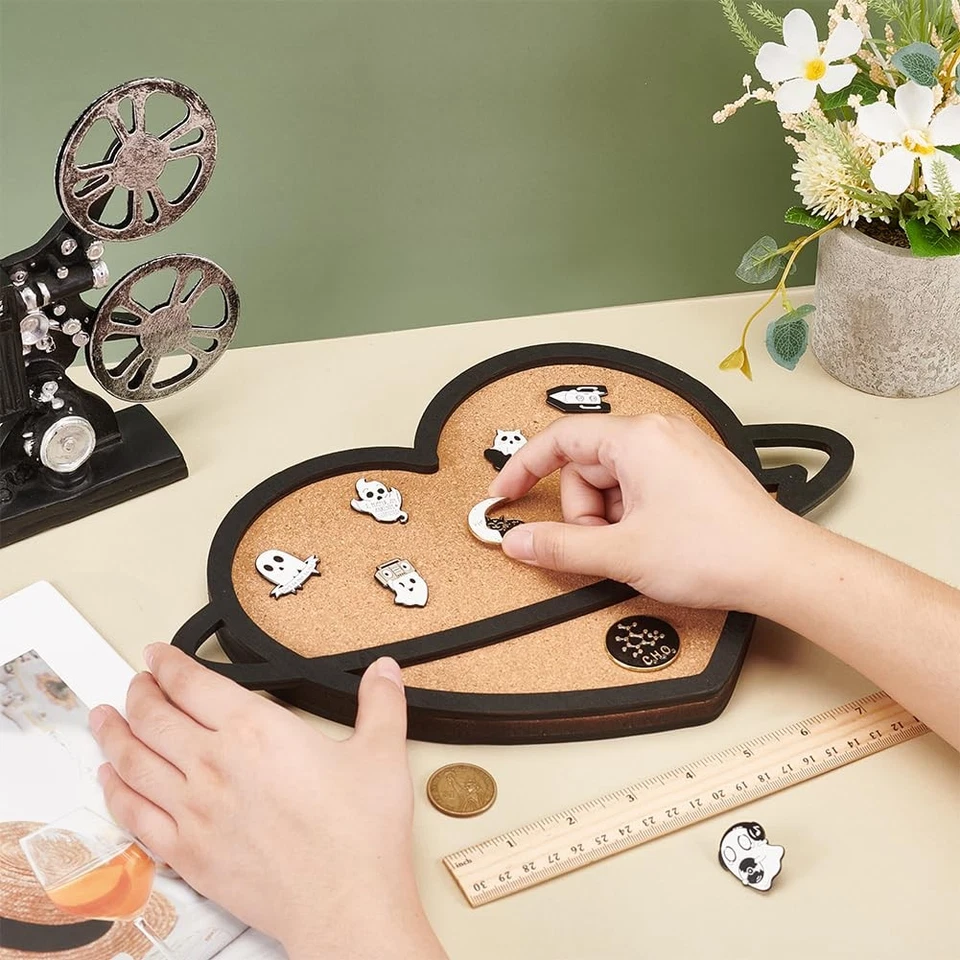 Heart Pin Cork Board, 12.2x8.4inch Bulletin Display Board Wall Mounted Cork B... - Image 3 of 4