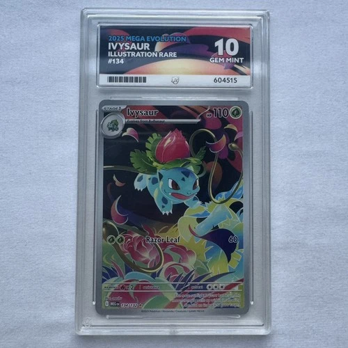Ivysaur Illustration Rare 134/132  Mega Evolution ACE 10 GEM MINT - Ace Graded