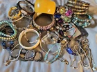 HUGE BRACELET COSTUME JEWELRY LOT 33pc Modern Vintage Stretch Bangle Chain Link+