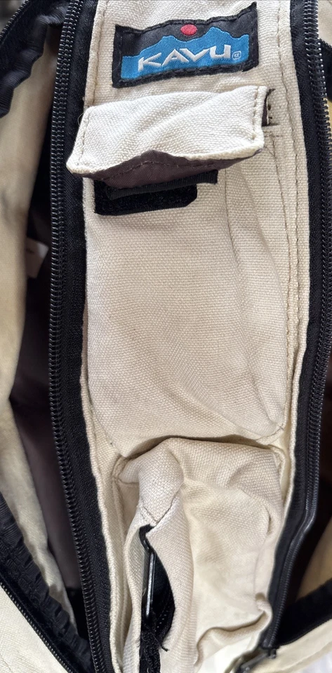 KAVU Rope Sling Bag Crossbody Backpack Adjustable Strap Shoulder Beige - Image 4 of 4