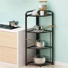 Black Metal Foldable Collapsible Floor Standing Corner Shelf Rack Storage Unit