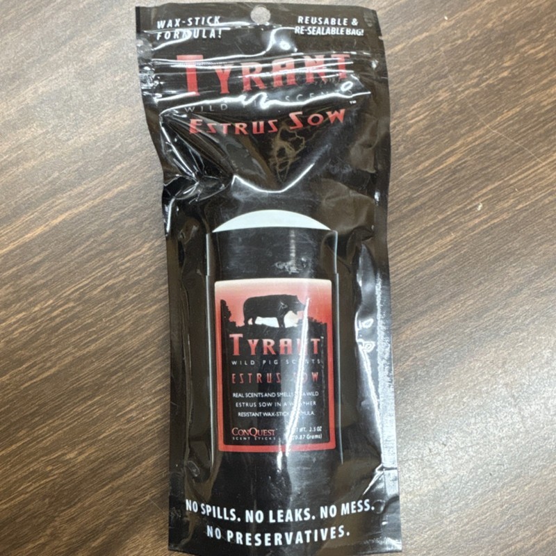 Conquest Tyrant Estrus Sow Scent Wax-Stick Black Hog Reusable Bag 2.5 oz