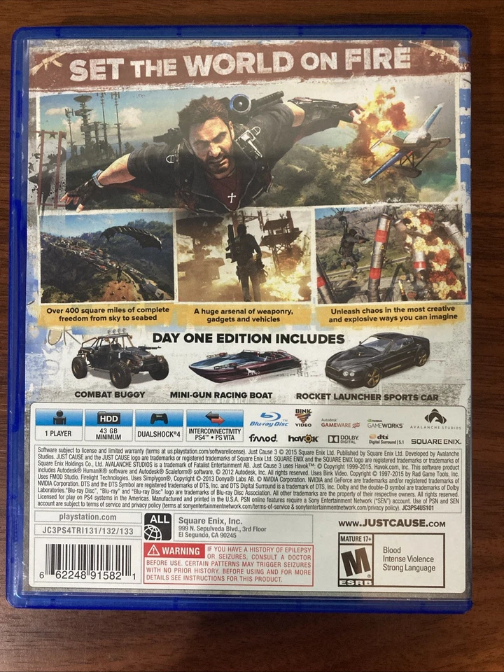Just Cause 3 Day One Edition PS4 Playstation 4 Videojuego Square Enix Foto 2 de 3