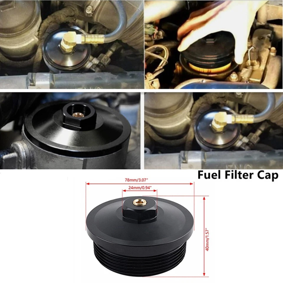 Front Fuel Filter Cap Black Fit For Ford F250 F350 F550 6.0L Powerstroke Diesel — 第 2/4 张图片