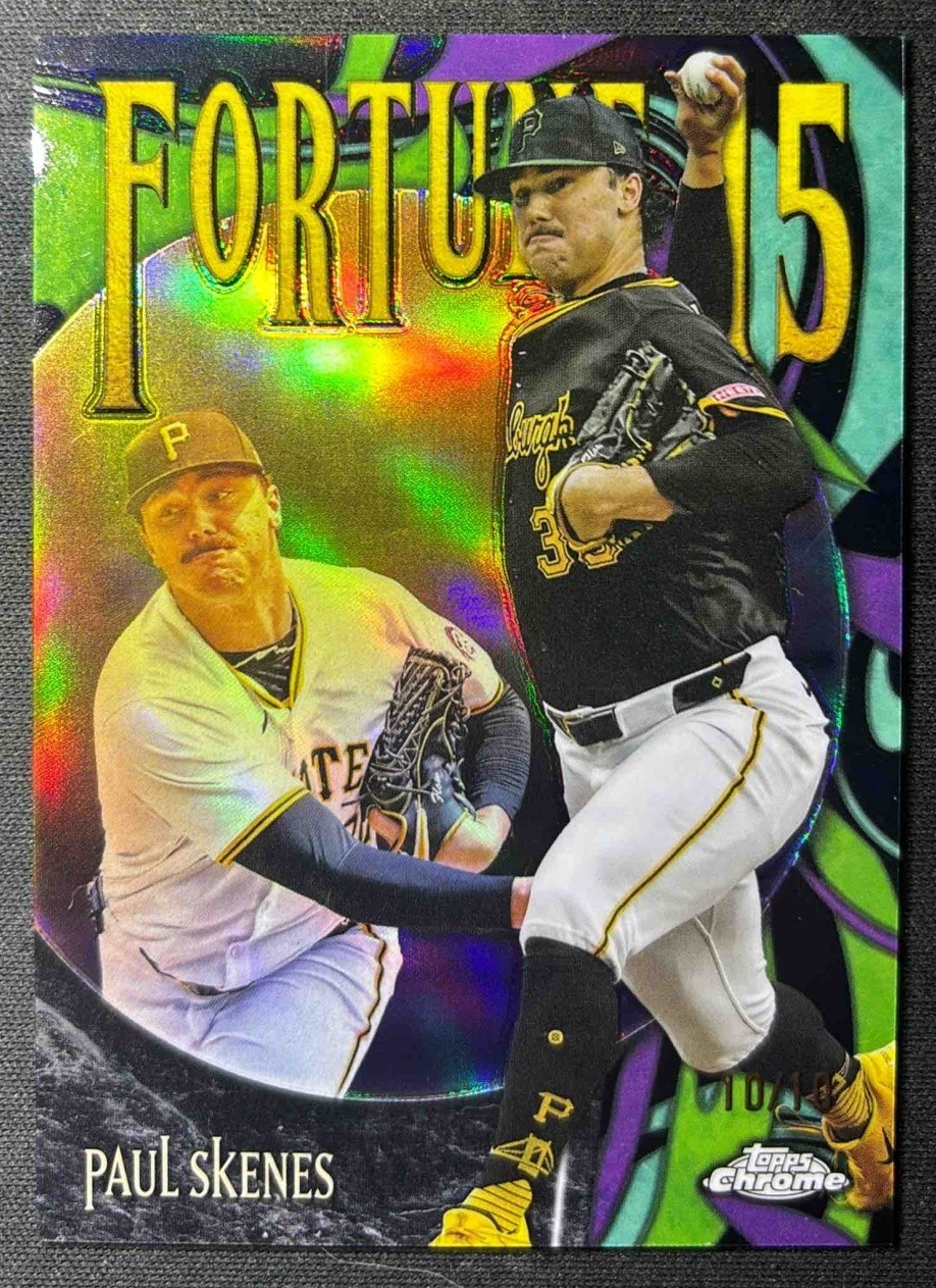 2025 Topps Chrome Paul Skenes Fortune 15 Black Refractor /10 #F15-8 Pirates