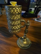 Vintage Gold Tone Ornate MCM Countertop Dixie Bathroom Cup Dispenser Hollywood