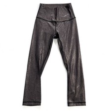 Lululemon Metallic Black Copper Foil Wunder Under High Rise Crop 21" Leggings 2