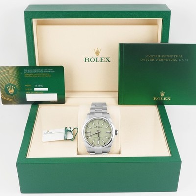 Rolex 134300 Oyster Perpetual 41 mm Pistachio Dial Oyster Box and Papers 2025