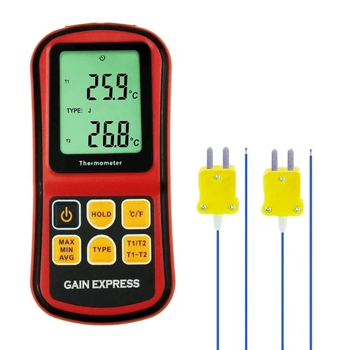 GAIN EXPRESS Digital K/J/T/E/R/S/N Type Thermocouple Thermometer Dual-Channels L